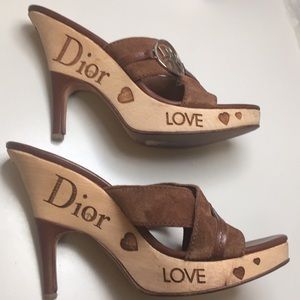 Christian Dior suede love peace heels sandals